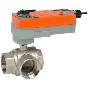 Belimo B332L+AFRX24-MFT Ball Valve | 1.25 | 3 Way | 34 Cv | w/Spg Rtn | 24V | MFT