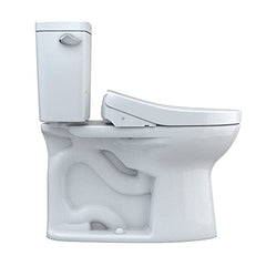 TOTO MW7763046CSFG#01 Drake Washlet+ Two-Piece Elongated 1.6 GPF Universal Height Tornado Flush Toilet with S500e Bidet Seat Cotton White