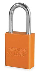 American Lock A1106ORJ Solid Aluminum Padlock 1/4 in dia 1-1/2 in L x 3/4 in W Orange Keyed Different