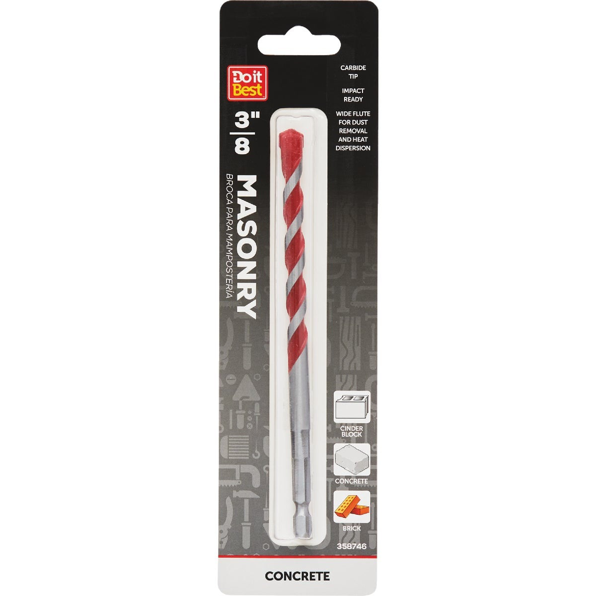 BSC PREFERRED Bsc Preferred QJDIB-MB-009 Masonry Drill Bit 3/8x6 in