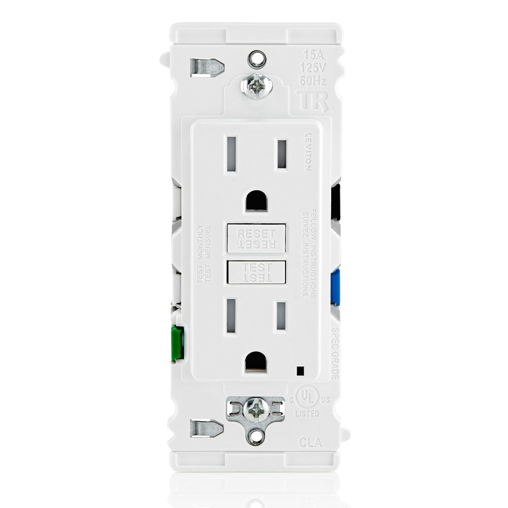 LEVITON Leviton EGFT1-W Lever Edge Self-Test Tamper-Resistant GFCI 15 Amp Duplex