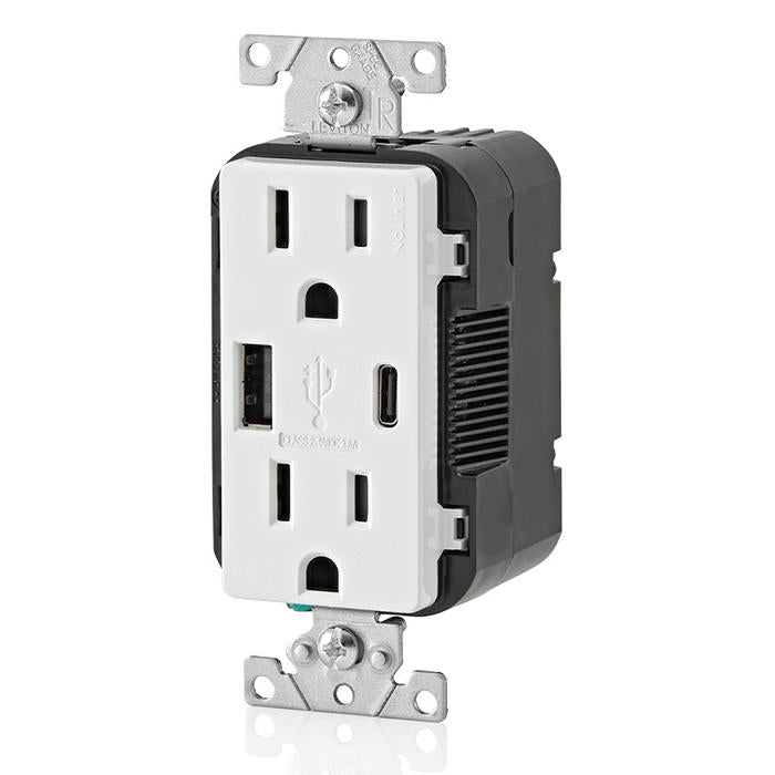 LEVITON Leviton T5638-20W 18W USB Type A/Type-C Wall Outlet Charger 15A (Single) T5638-20W