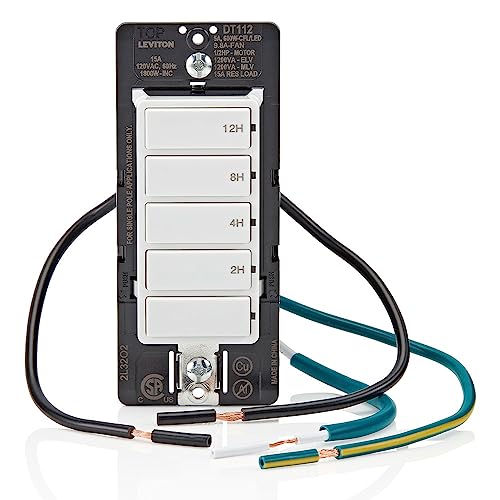 LEVITON Leviton DT112-1LW Dec Timer 5-Key 15A (Single-Pole) DT112-1LW