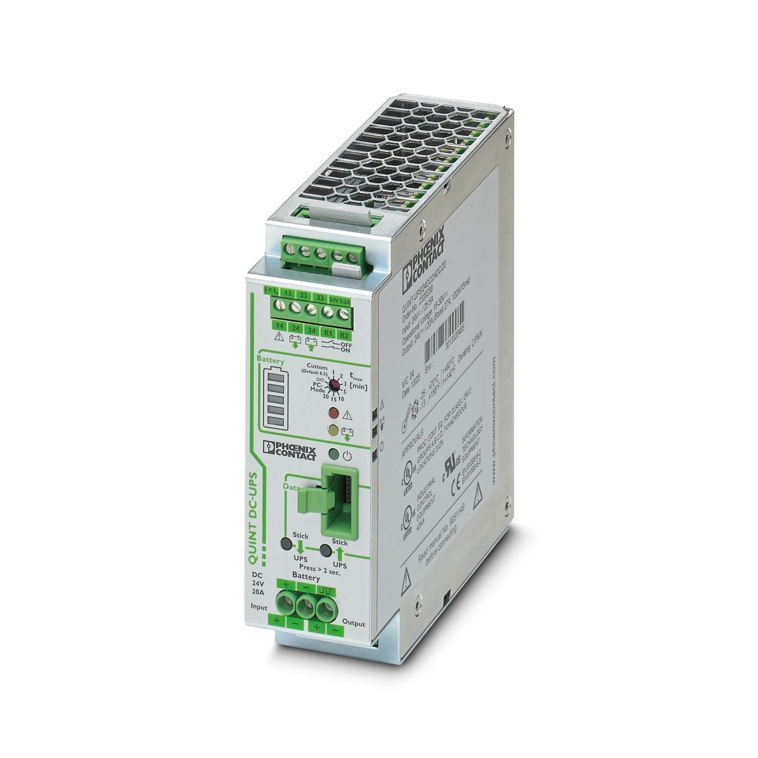 PHOENIX CONTACT Phoenix Contact 2320238 Uninterruptible Power Supply with IQ Technology 24 V DC 20 A (40 mm)