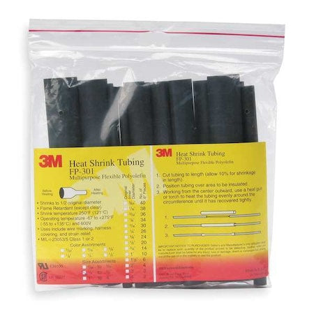 3M 3M FP301-1/8-6-10-10 PC PKS Heat Shrink Tubing 0.125 in ID 6 in (Pack 10)