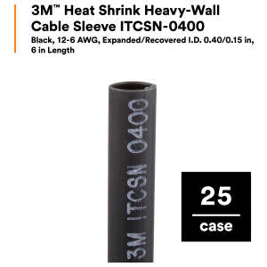 3M 3M ITCSN-0400-6-BOX Heat Shrink Heavy-Wall Cable Sleeve 0.4 in Box of 25