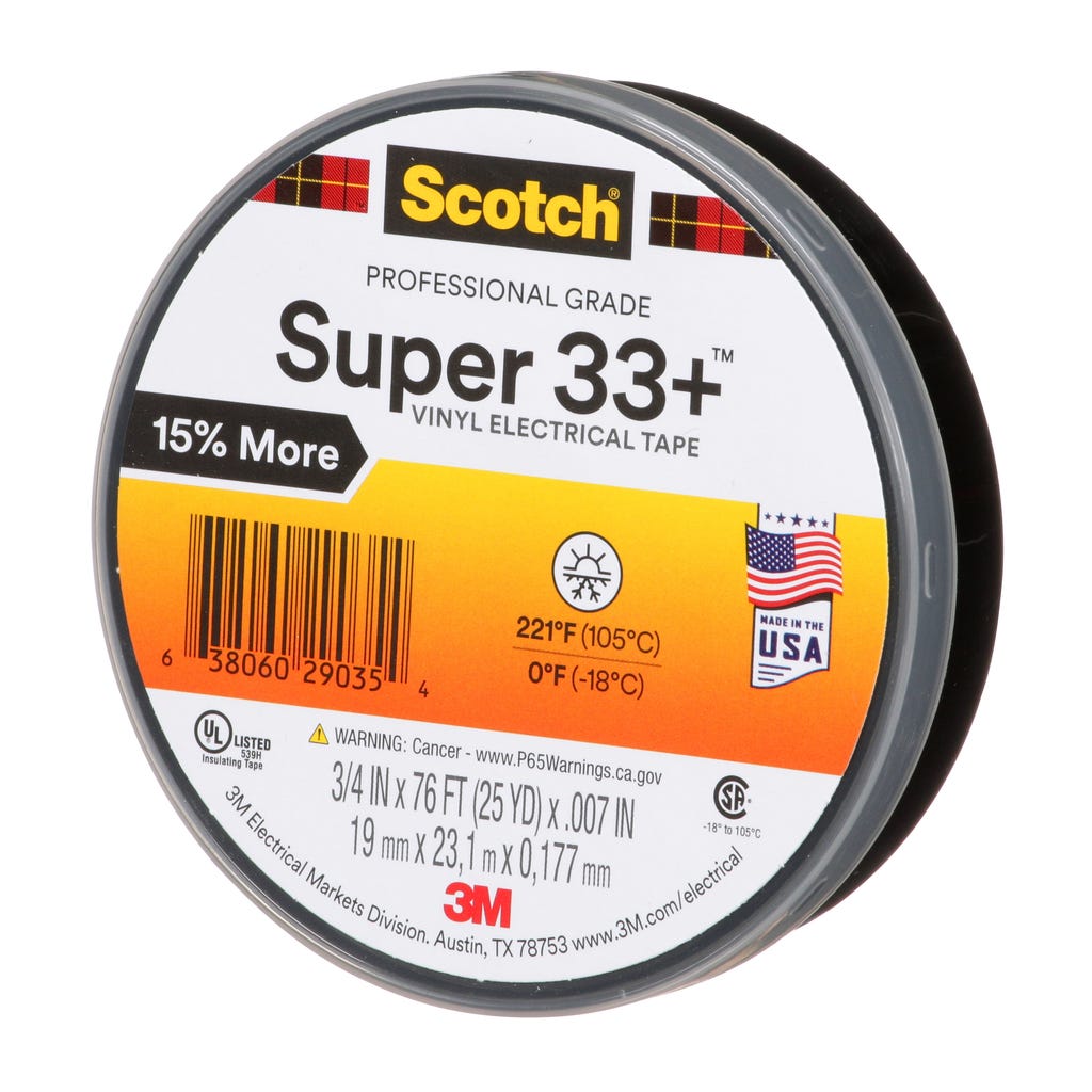 3M 3M 33 + SUPER-3/4X76FT Super 3/4 x 76 ft Vinyl Electrical Tape (10/Box) 33 + SUPER-3/4X76FT