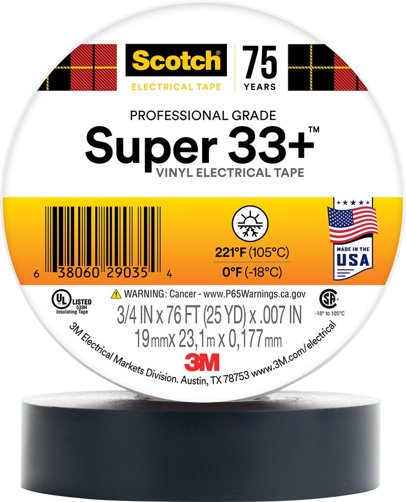 3M 3M 33 + SUPER-3/4X76FT Super 3/4 x 76 ft Vinyl Electrical Tape (10/Box) 33 + SUPER-3/4X76FT