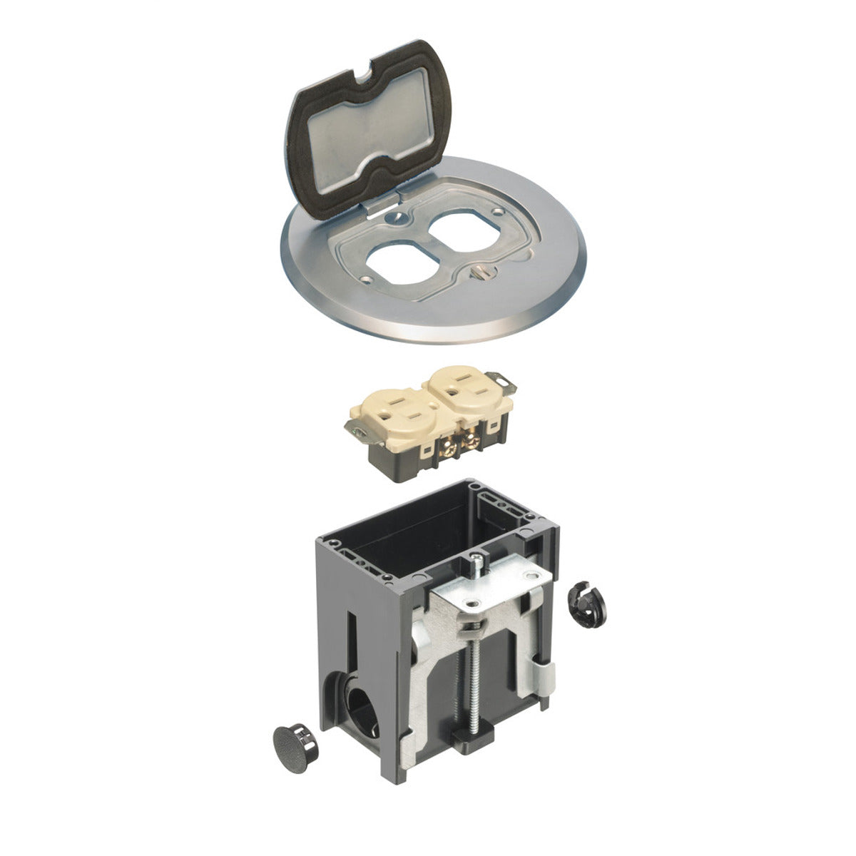 ARLINGTON Arlington FLBAFR101NL Round Metallic Adjustable Floor Box 1-Gang (5.75 in)