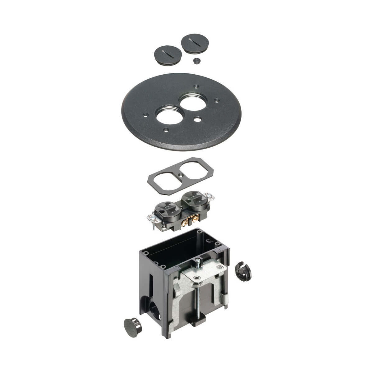 ARLINGTON Arlington FLBAR101BL Round Non-Metallic Adjustable Floor Box 1-Gang (18.3 cu-in)