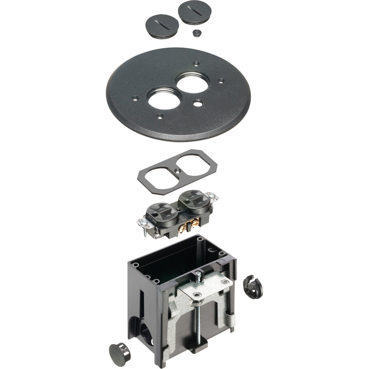 ARLINGTON Arlington FLBAR101BL Round Non-Metallic Adjustable Floor Box 1-Gang (18.3 cu-in)