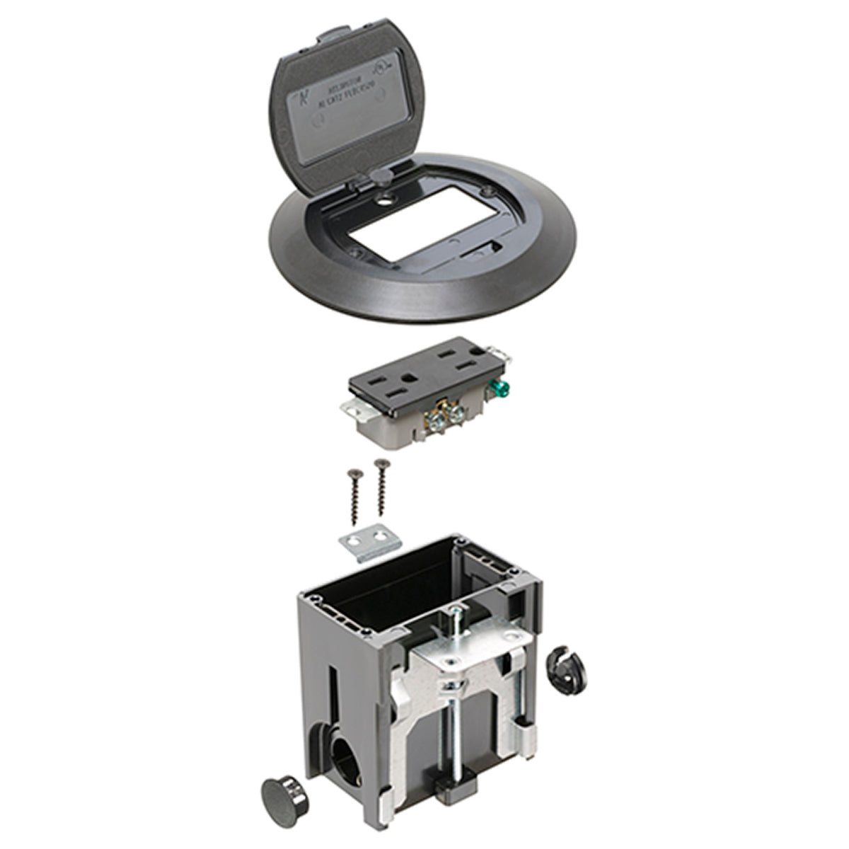 ARLINGTON Arlington FLBAFR101BL Non-Metallic Adjustable Floor Box 1-Gang (5.75 x 5.75 x 3.681 in)