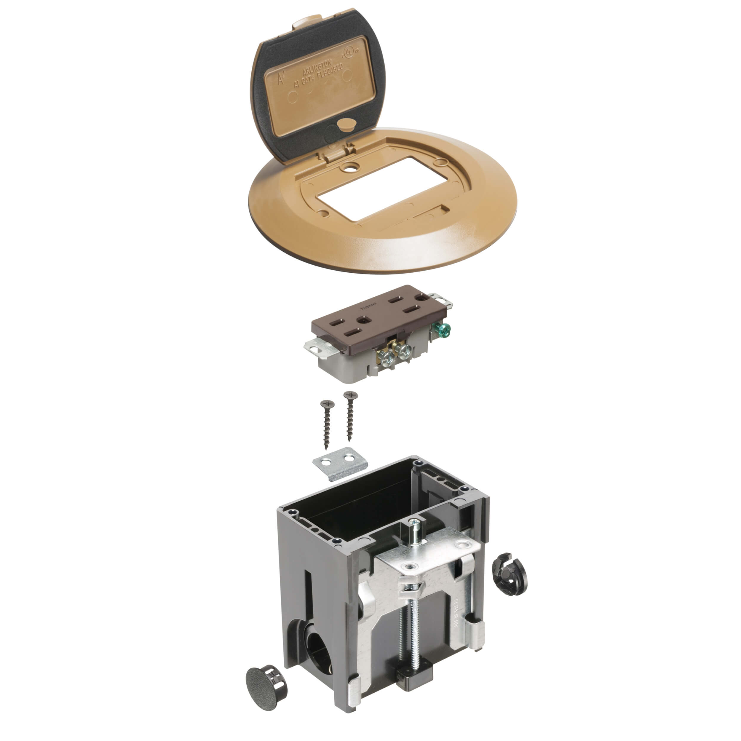ARLINGTON Arlington FLBAFR101CA Non-metallic Adjustable Floor Box (L5.75 x W5.75 x H3.681 in)