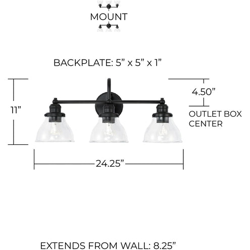 CAPITAL LIGHTING Capital Lighting 8303MB-461 Baxter 3-Light Vanity 100W (24.25 in)