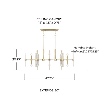 CAPITAL LIGHTING Capital Lighting 858001MA Marlow Linear Chandelier 16 x 60W (47.25 in)