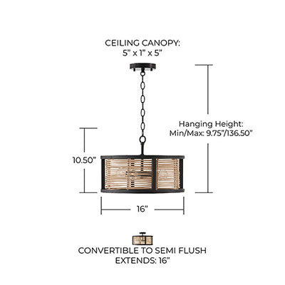 CAPITAL LIGHTING Capital Lighting 244041FK Rico Dual Mount 4 x 60W (16 in)