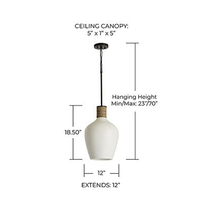 CAPITAL LIGHTING Capital Lighting 340614PW Independent 1 Light Pendant 60 W (18 in W x 18.5 in H x 12 in E) C340614PW