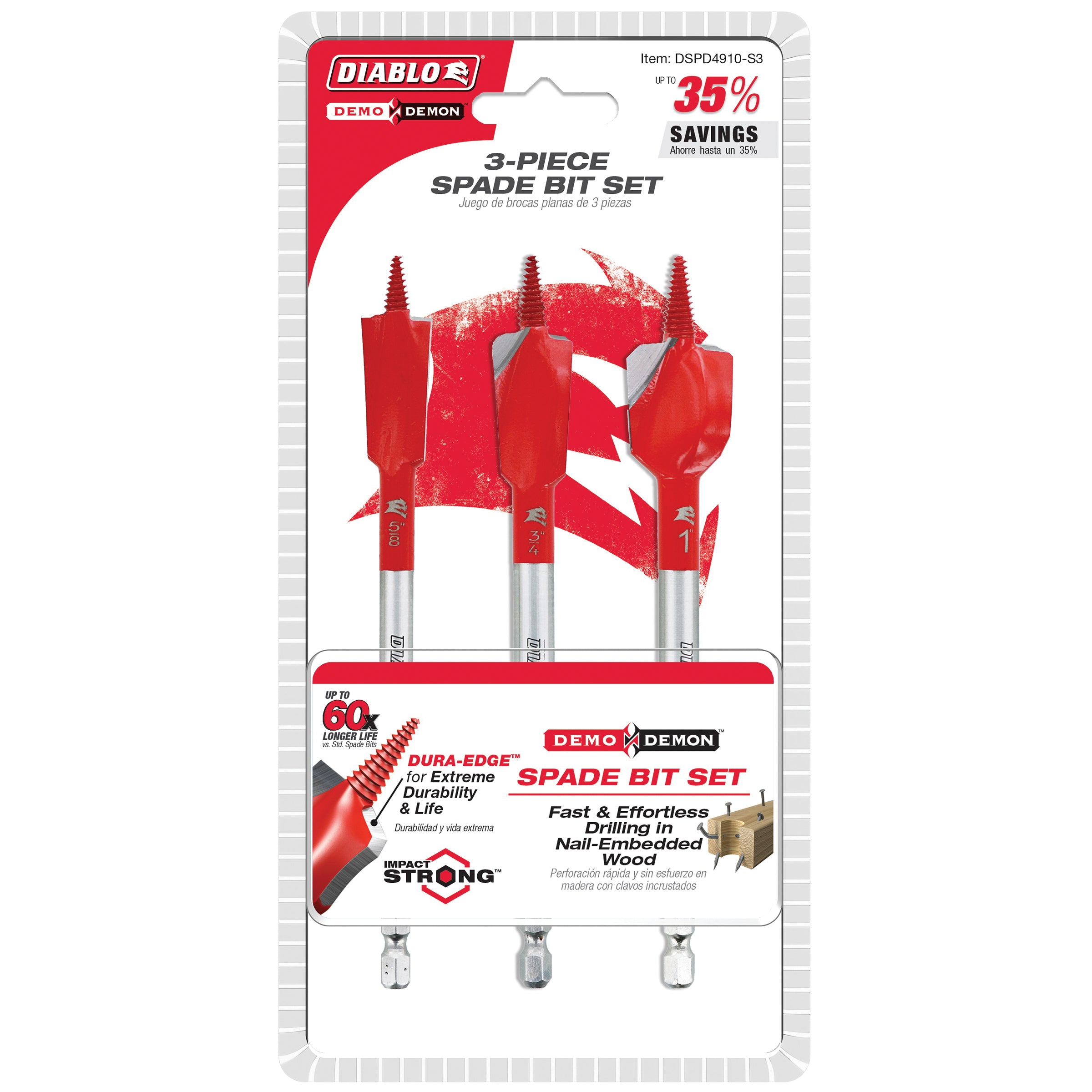 DIABLO Diablo DSPD4910-S3 Demo Demon Spade Bit Set (3-Piece, 6 in)