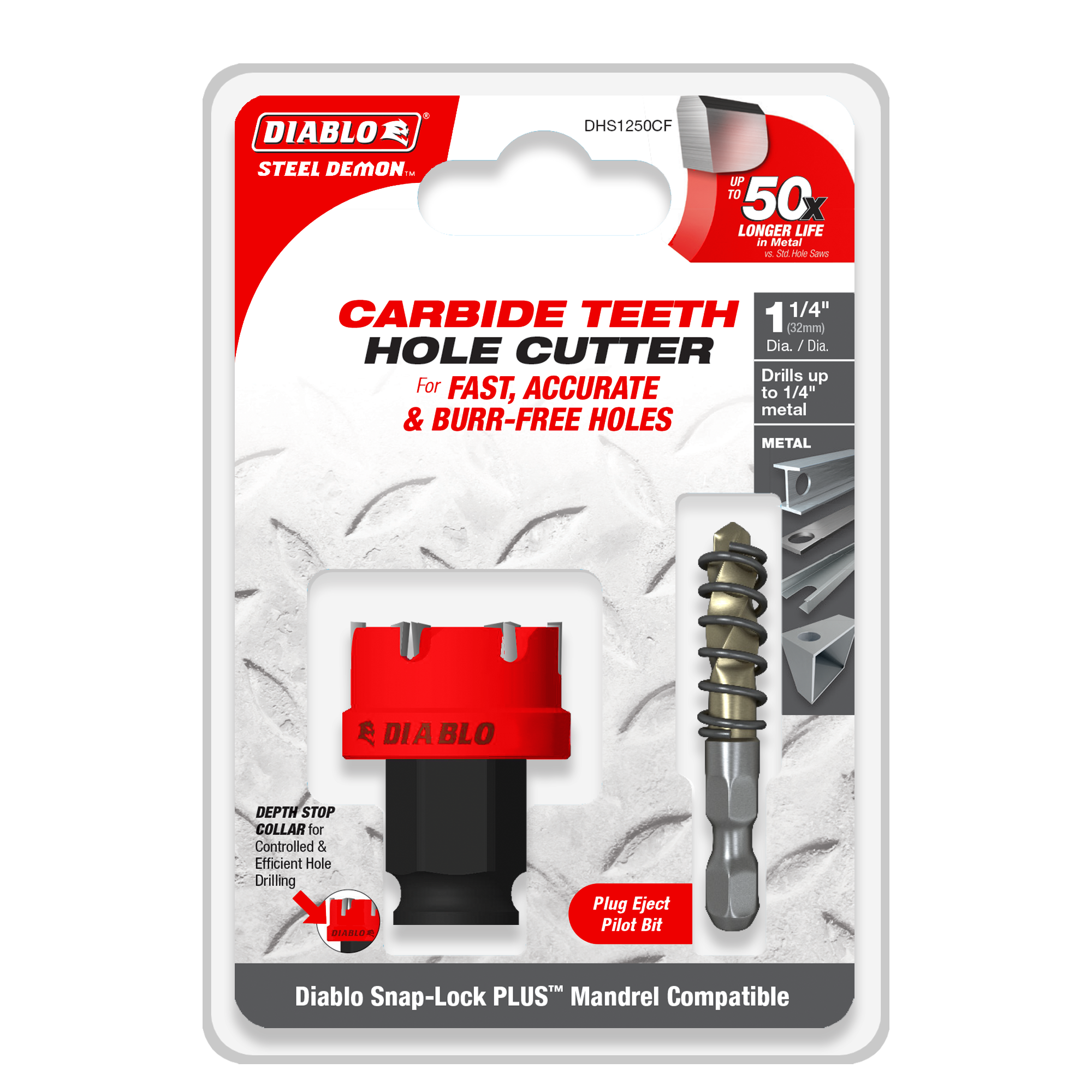 DIABLO Diablo DHS1250CF 1-1/4 In. Steel Demon Carbide Teeth Hole Cutter (1-1/4 In.)
