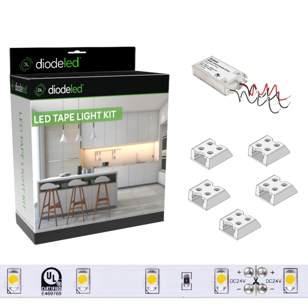 DIODE LED Diode Led DI-KIT-24V-BC2ODBELV60-3000 Blaze Tape Light Kit 24V (16.4 ft)