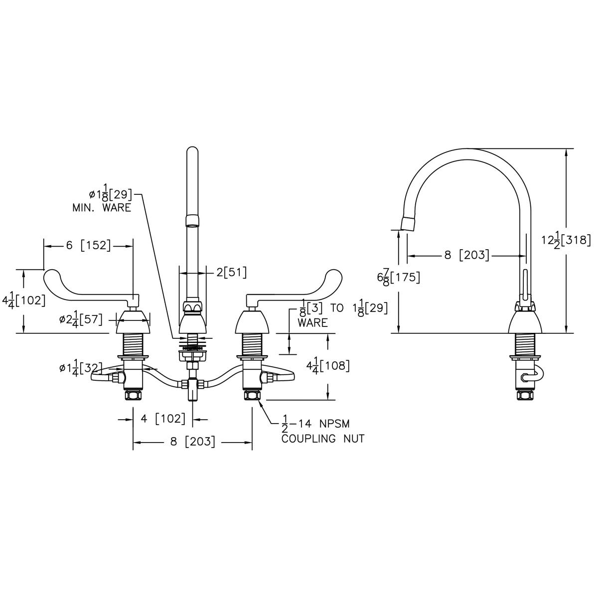 ELKAY Elkay LK800GN08T6 2-Handle Gooseneck Deck Faucet (8 in Centers) LK800GN08T6