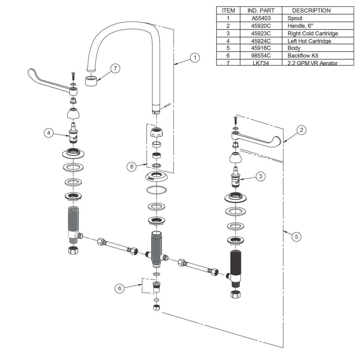 ELKAY Elkay LK800GN08T6 2-Handle Gooseneck Deck Faucet (8 in Centers) LK800GN08T6