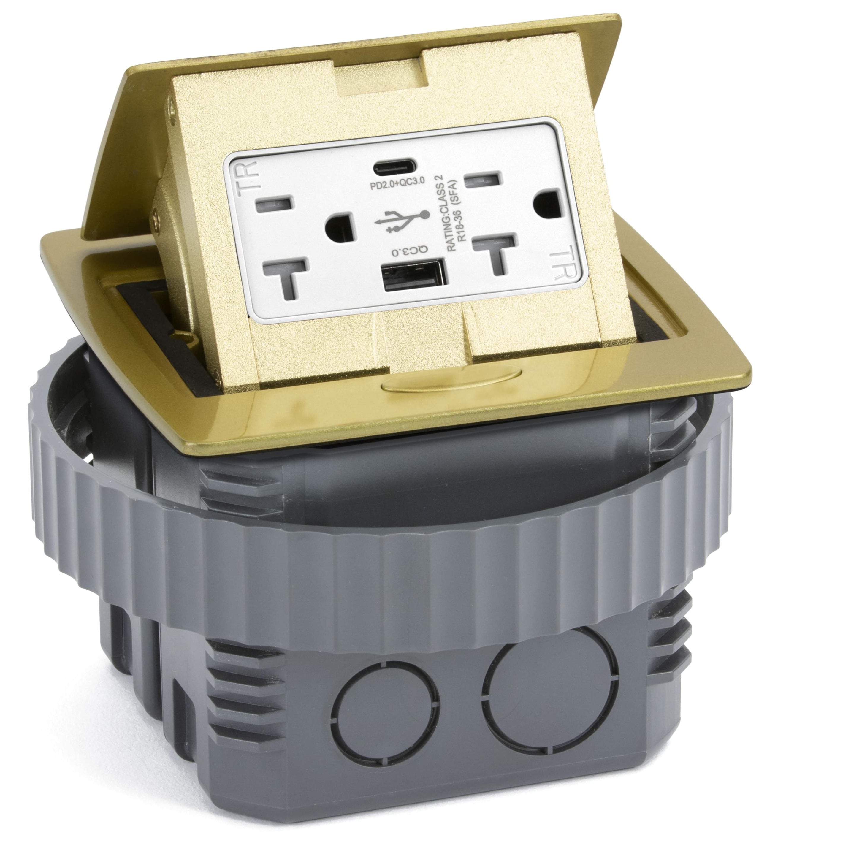 LEW ELECTRIC Lew Electric PUFP-CT-B-AC-PB Square kitchen countertop pop-up 20A (4 1/8 in x 4 1/8 in)