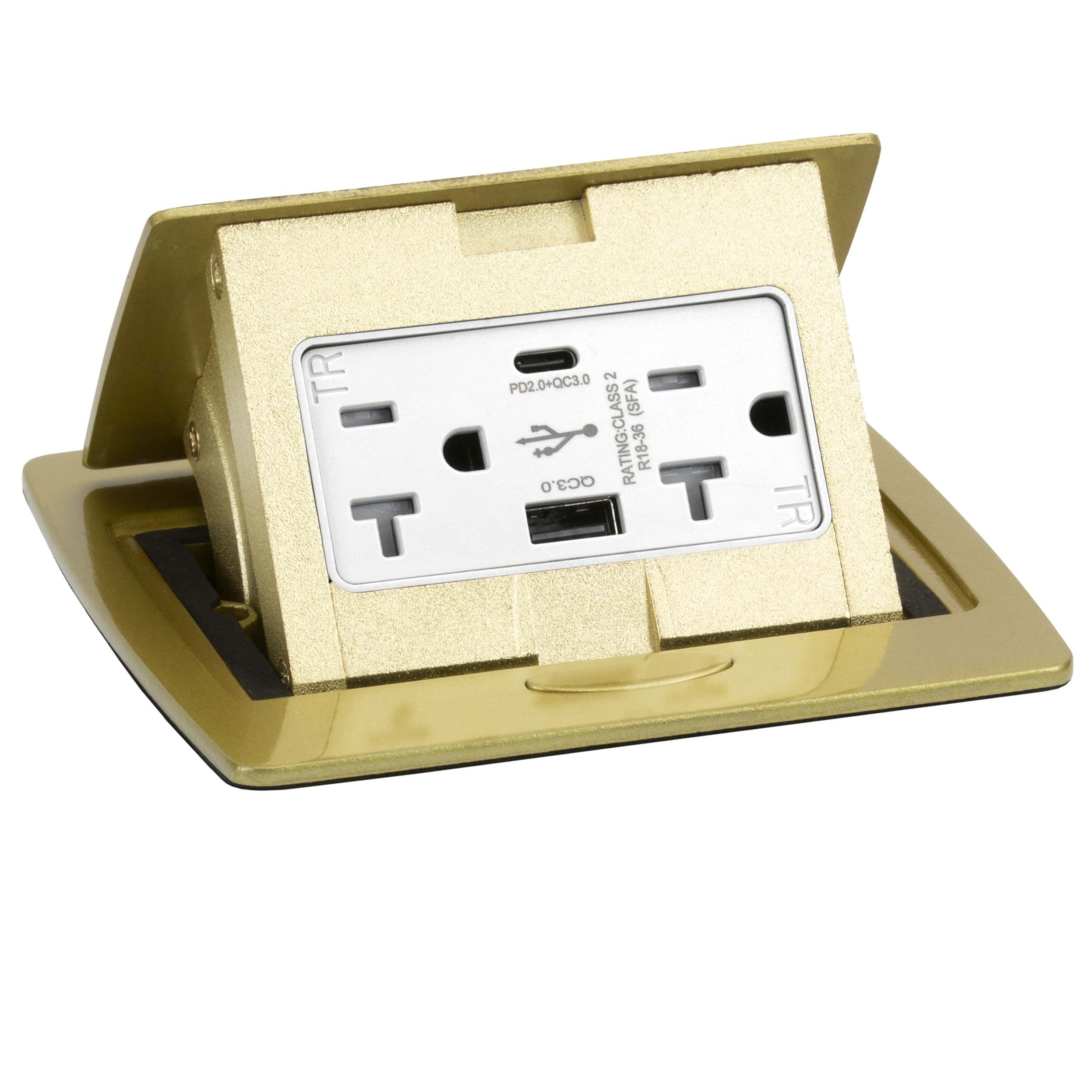 LEW ELECTRIC Lew Electric PUFP-CT-B-AC-PB Square kitchen countertop pop-up 20A (4 1/8 in x 4 1/8 in)