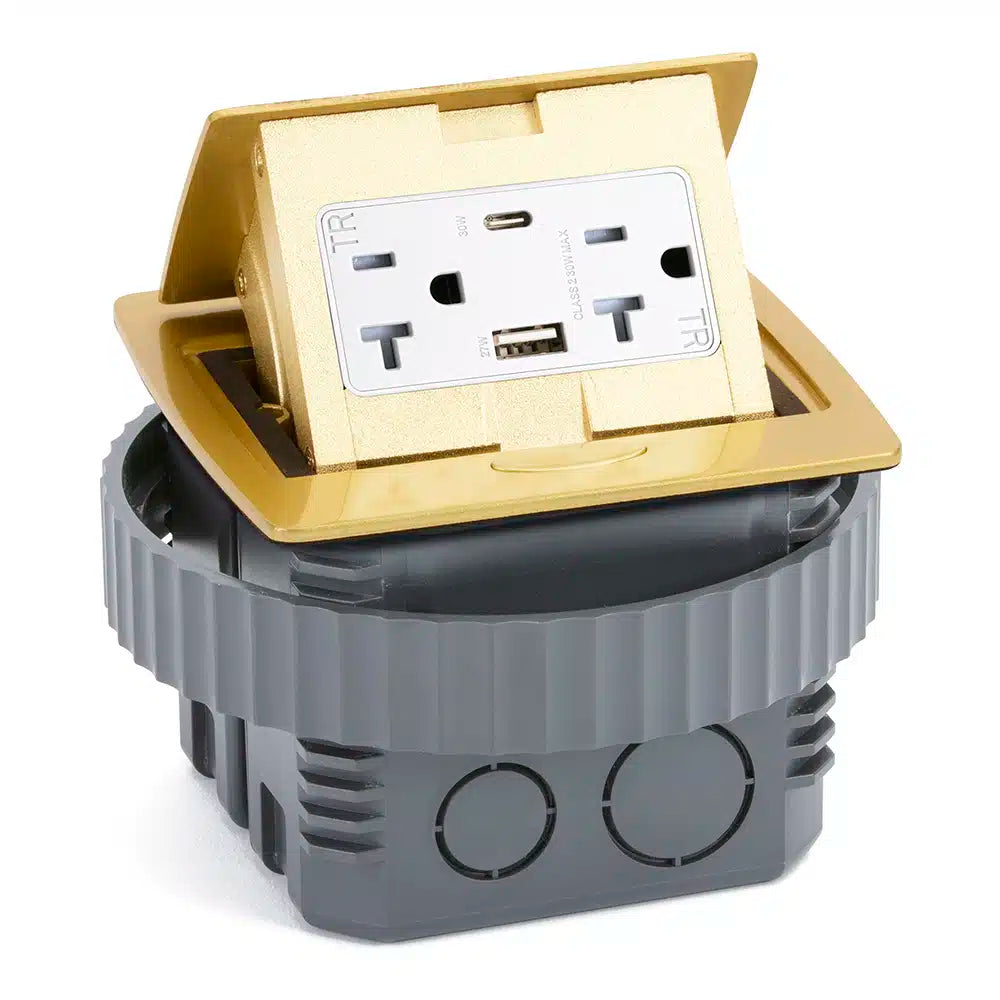 LEW ELECTRIC Lew Electric PUFP-CT-B-AC-PB Square kitchen countertop pop-up 20A (4 1/8 in x 4 1/8 in)