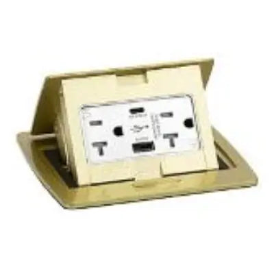 LEW ELECTRIC Lew Electric PUFP-CT-B-PB Square kitchen countertop pop-up GFCI 20A (4-1/8 inches x 4-1/8 inches cutout) PUFP-CT-B-AC-PB