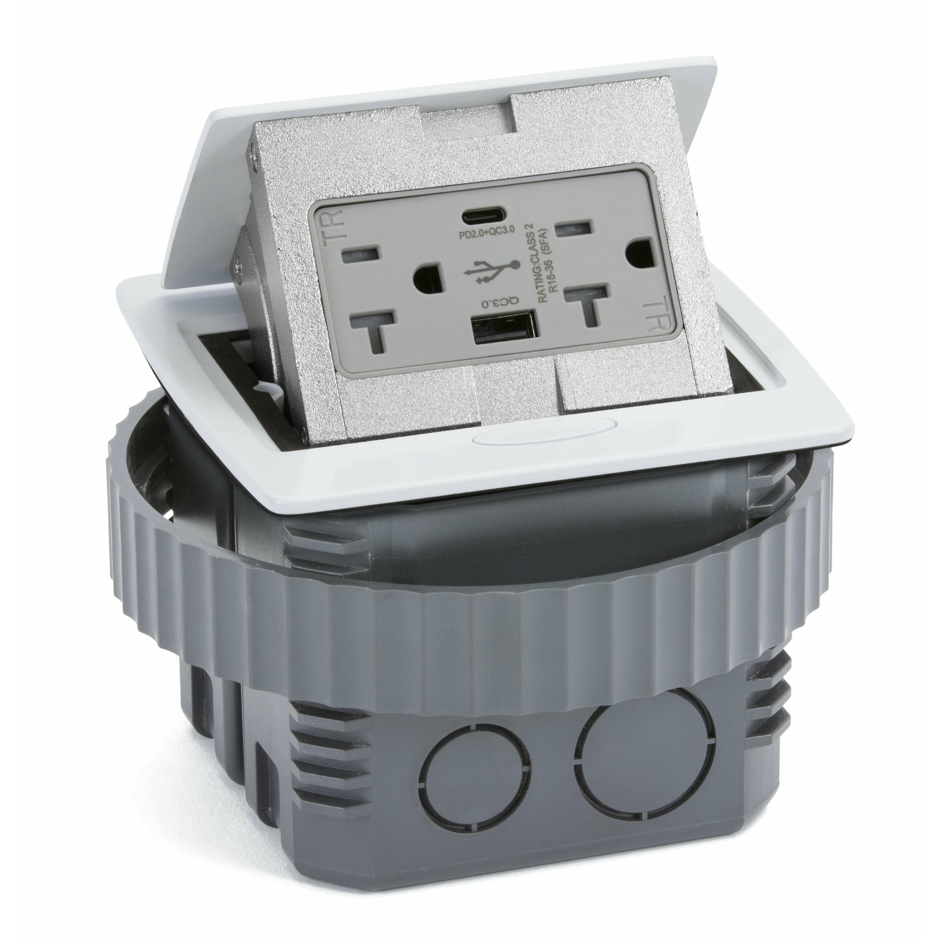 LEW ELECTRIC Lew Electric PUFP-CT-WT-AC-PB Kitchen Countertop Pop-Up Outlet 20A (4-1/8 inches x 4-1/8 inches Cutout)