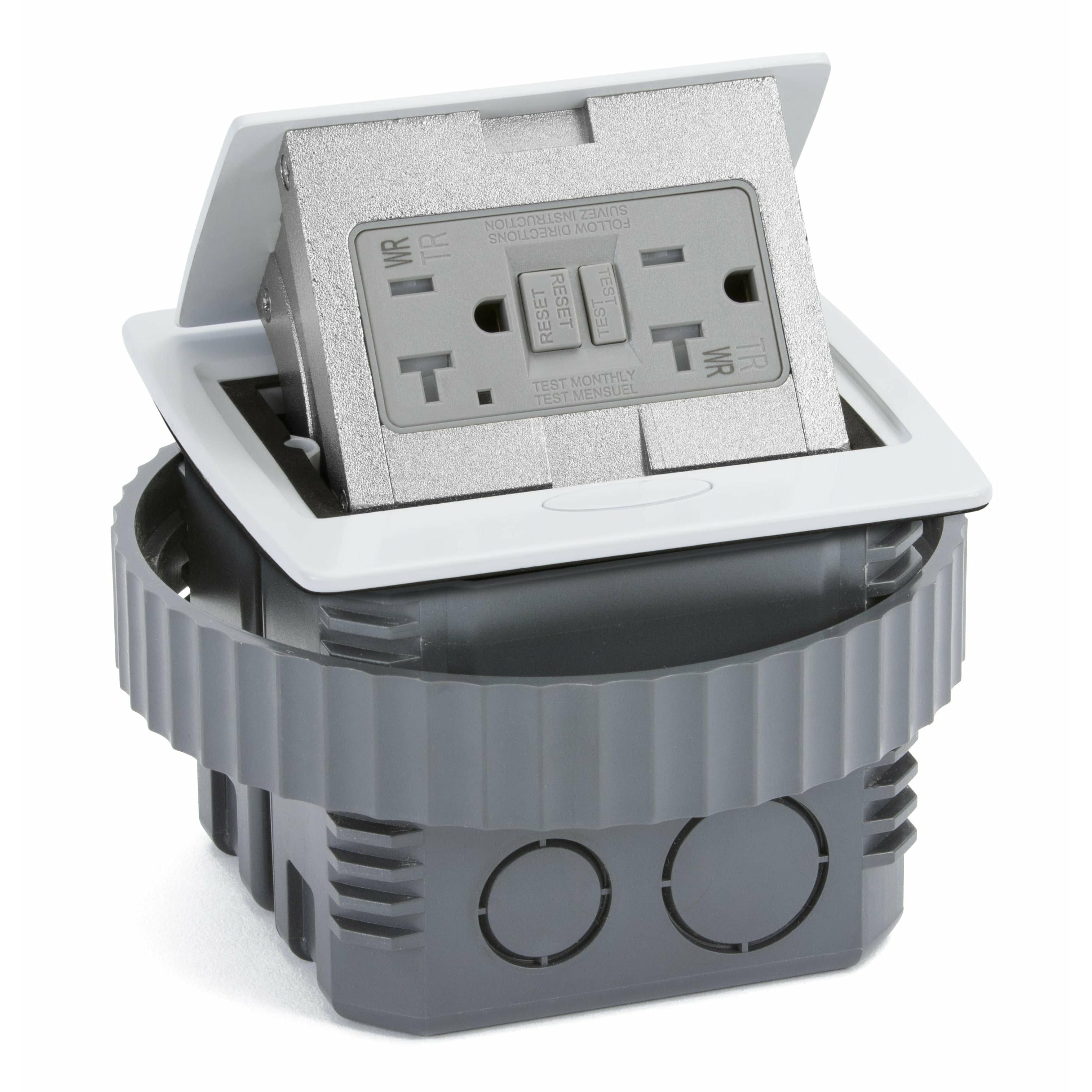 LEW ELECTRIC Lew Electric PUFP-CT-WT-PB Square Kitchen Countertop Pop-Up GFCI 20A (4 1/8 x 4 1/8 Cutout)