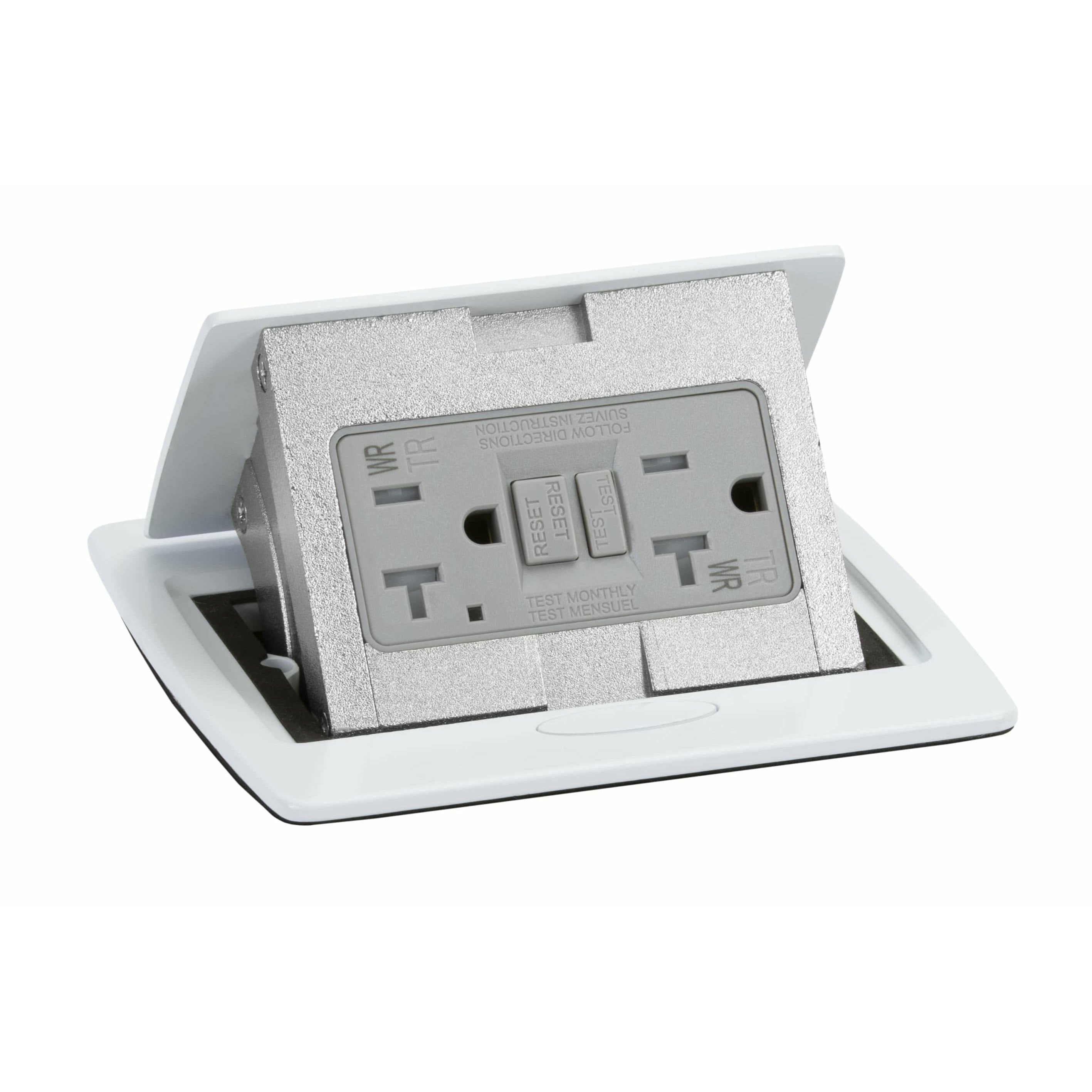 LEW ELECTRIC Lew Electric PUFP-CT-WT-PB Square Kitchen Countertop Pop-Up GFCI 20A (4 1/8 x 4 1/8 Cutout)