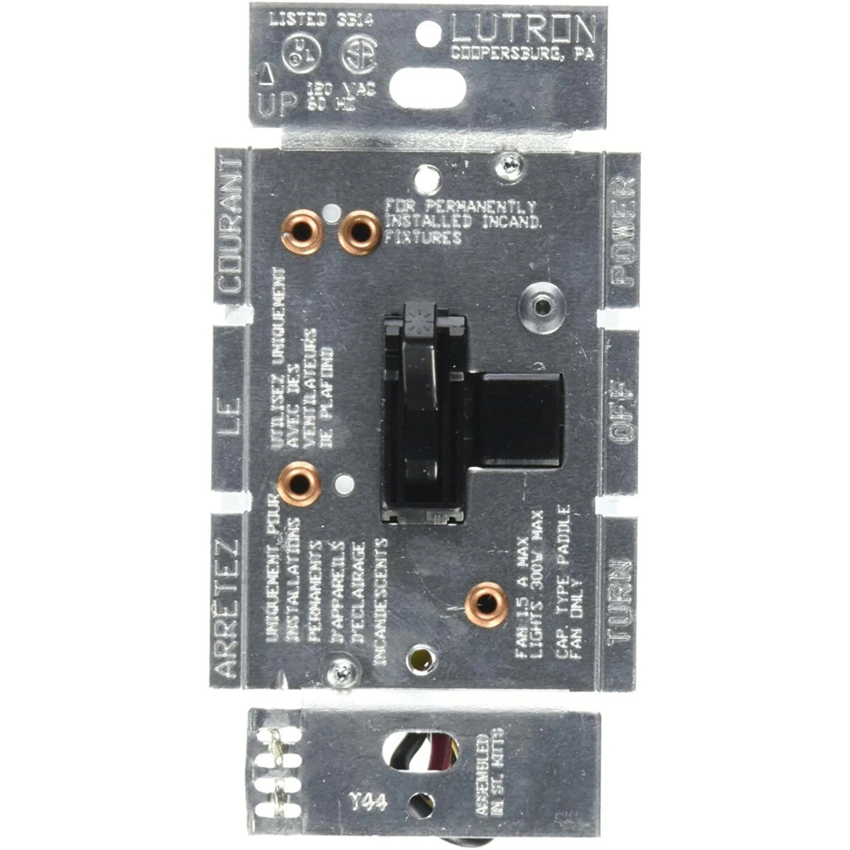 LUTRON Lutron AY2-LFSQ-BL Ariadni fan and light control 300W/1.5A (pack of 1) AY2-LFSQ-BL