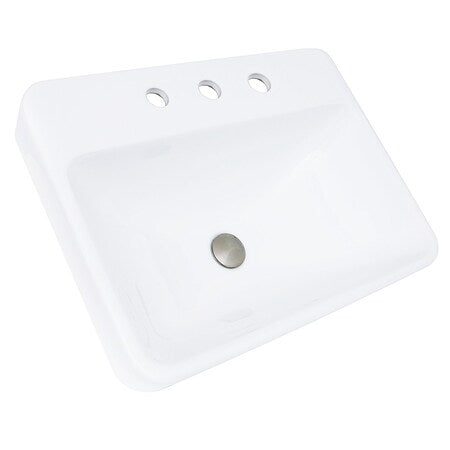 NANTUCKET SINKS Nantucket Sinks DI-2317-R8 3-Hole Rectangular Drop-In Ceramic Vanity Sink 23 Inch