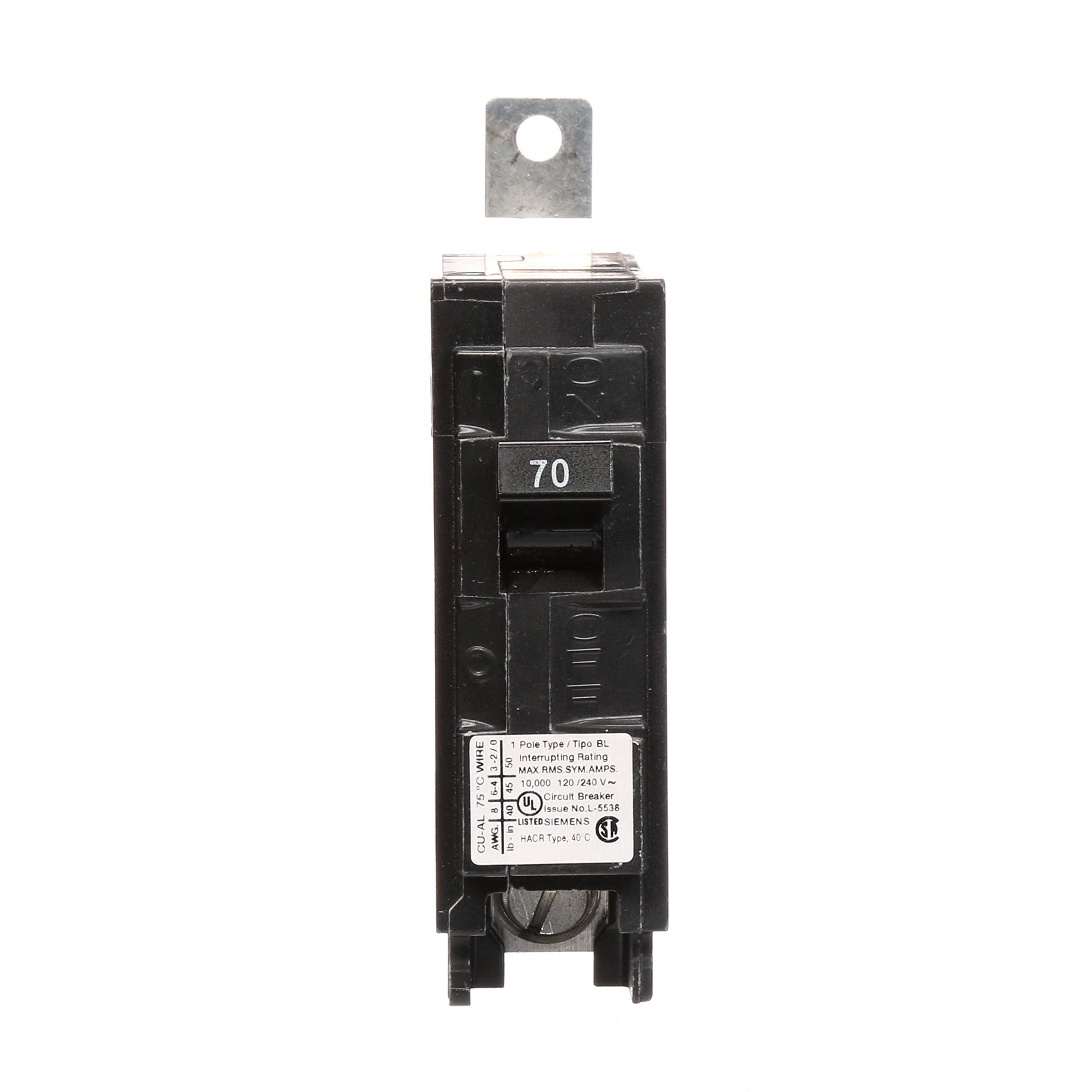SIEMENS Siemens B170 Low Voltage Molded Case Circuit Breaker 70 A (1 Pole) BL170