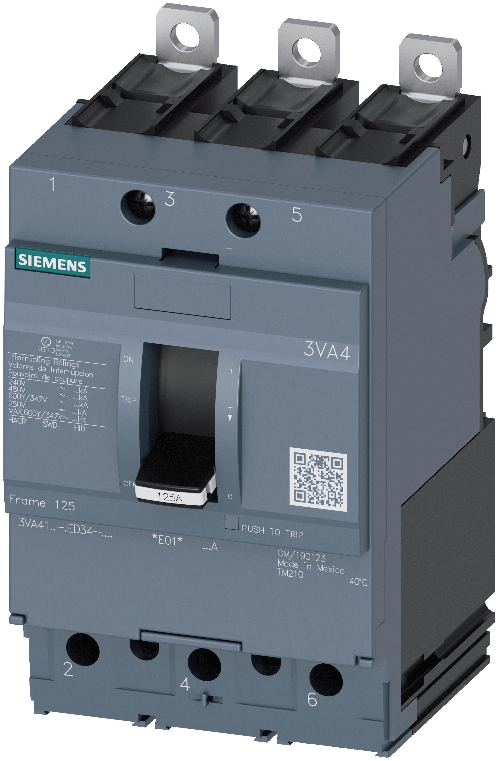 SIEMENS Siemens 3VA4140-5ED34-0AA0 Brkr 3VA41 3 40 A (3P) ED43B040
