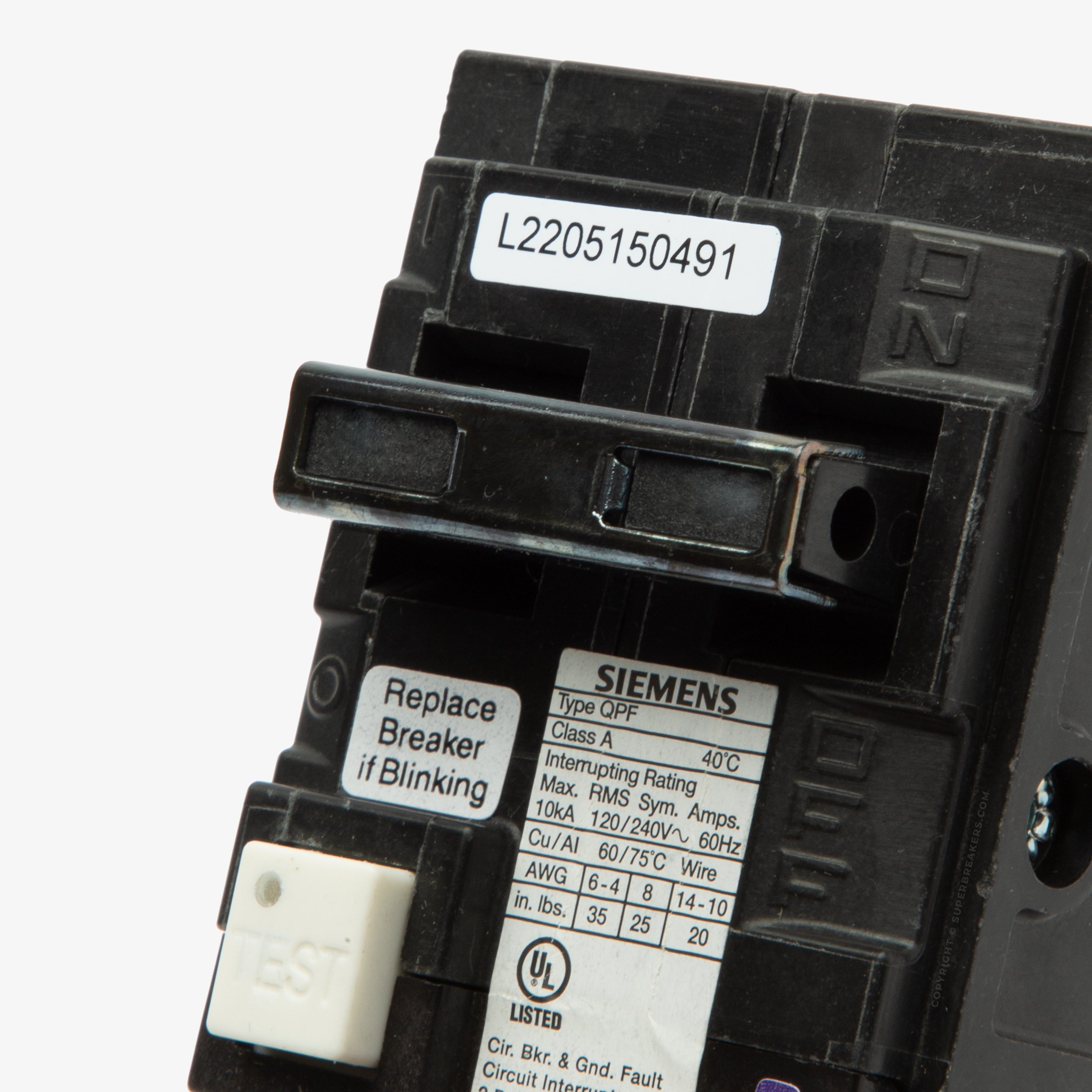 SIEMENS Siemens QF225A 2-Pole GFCI Breaker 25A (Plug-On) Q225GF