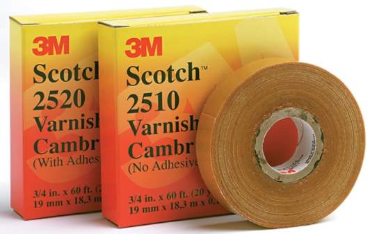 3M 3M 7000132812 Scotch Varnished Cambric Tape 2520 1-1/2 in x 36 yd (Roll, Case Pack 24)