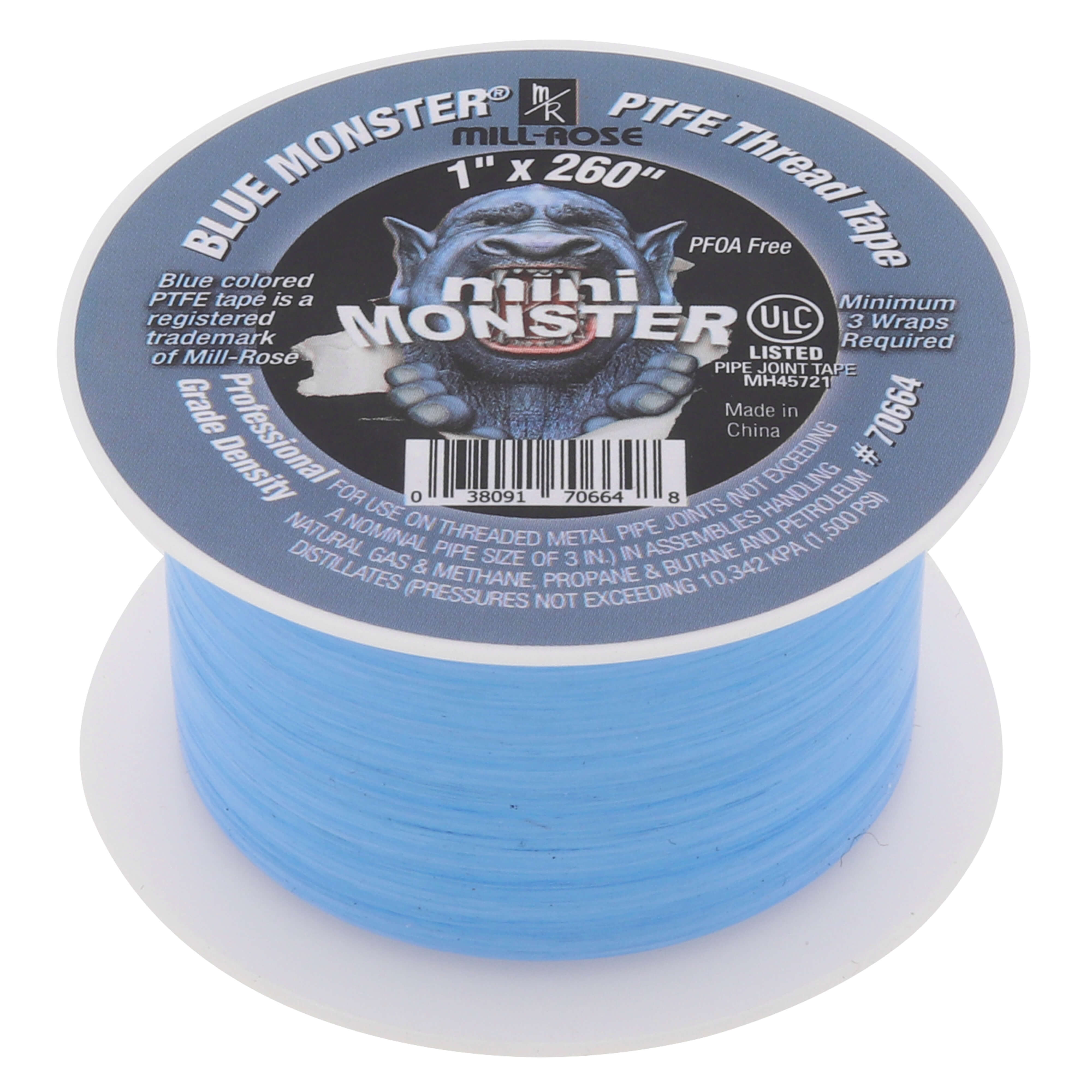 BLUE MONSTER Blue Monster 70664 Mini-Monster PTFE thread seal tape (1 in x 260 in)