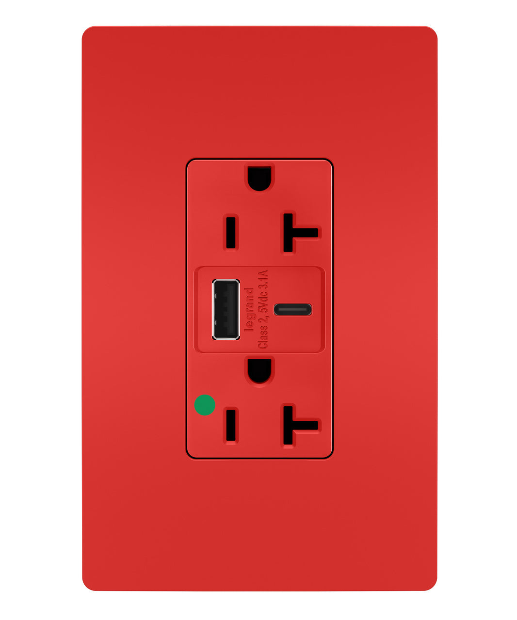 LEGRAND Legrand TR20HUSBACRED Pass and Seymour USB Charger with Duplex Tamper-Resistant Receptacles 20 A 125 V Duplex