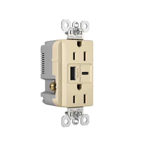 LEGRAND Legrand TR15USBACI 15A 125V Duplex Tamper-Resistant Receptacle with USB (Duplex) TR15USBACI