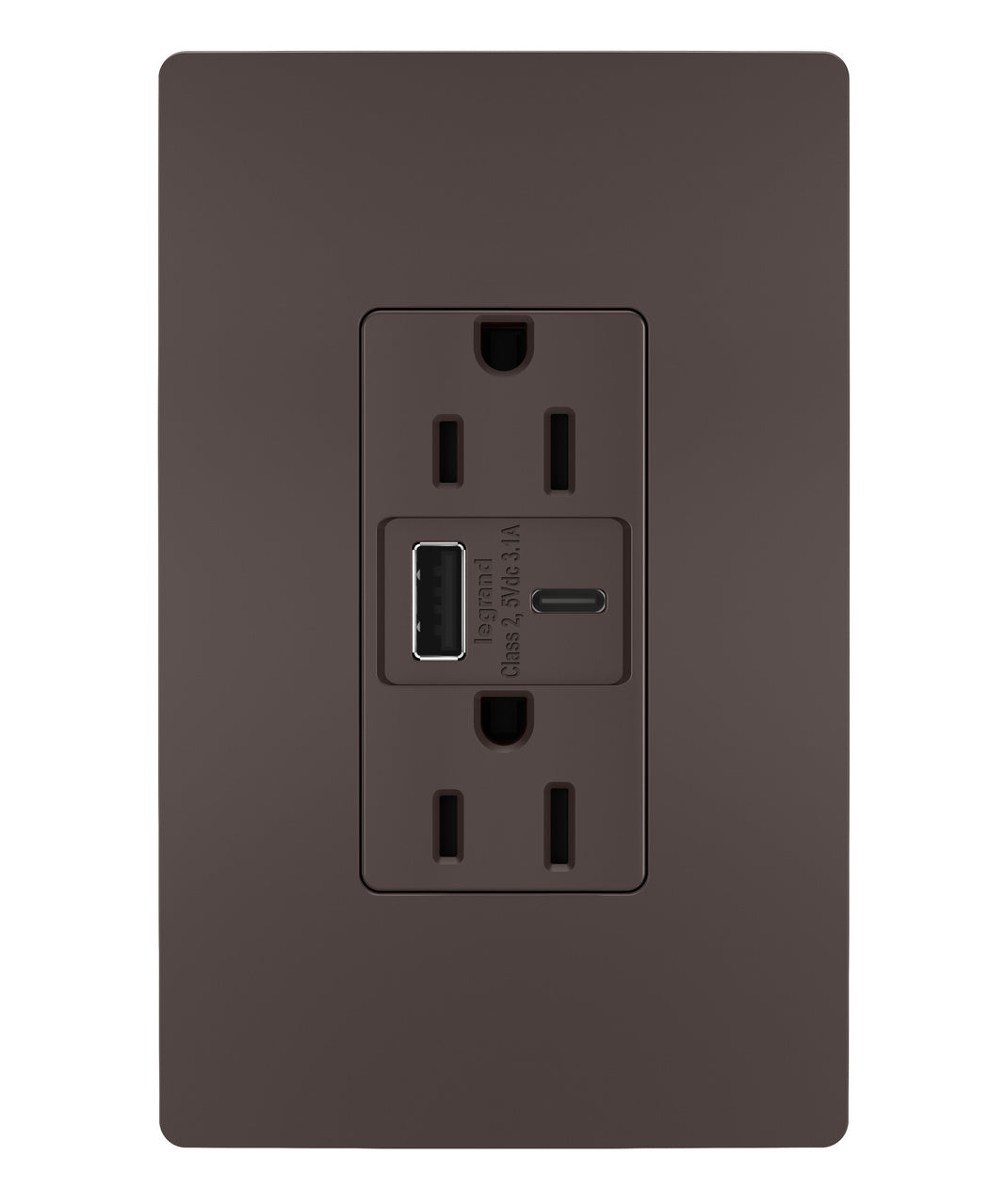 LEGRAND Legrand TR15USBAC 15A 125V Duplex Tamper-Resistant Receptacle with USB-A/USB-C 3.1A (Pack 1) TR15USBAC