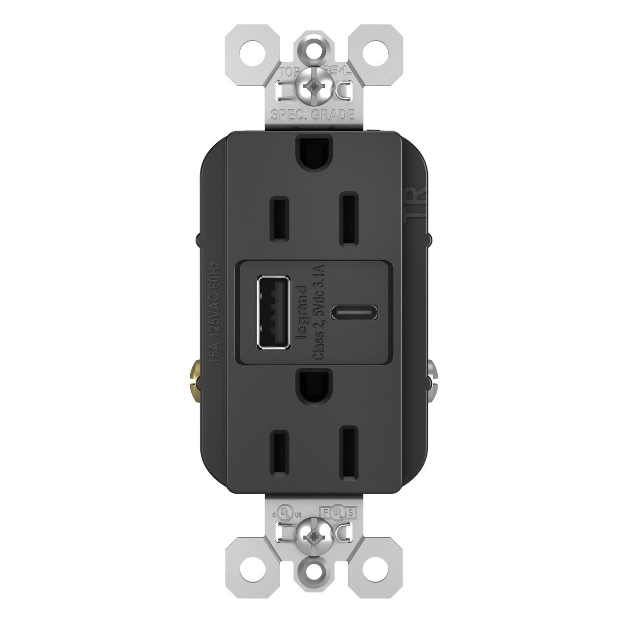 LEGRAND Legrand TR15USBACBK 15A 125V Duplex Tamper-Resistant Receptacle (Duplex)