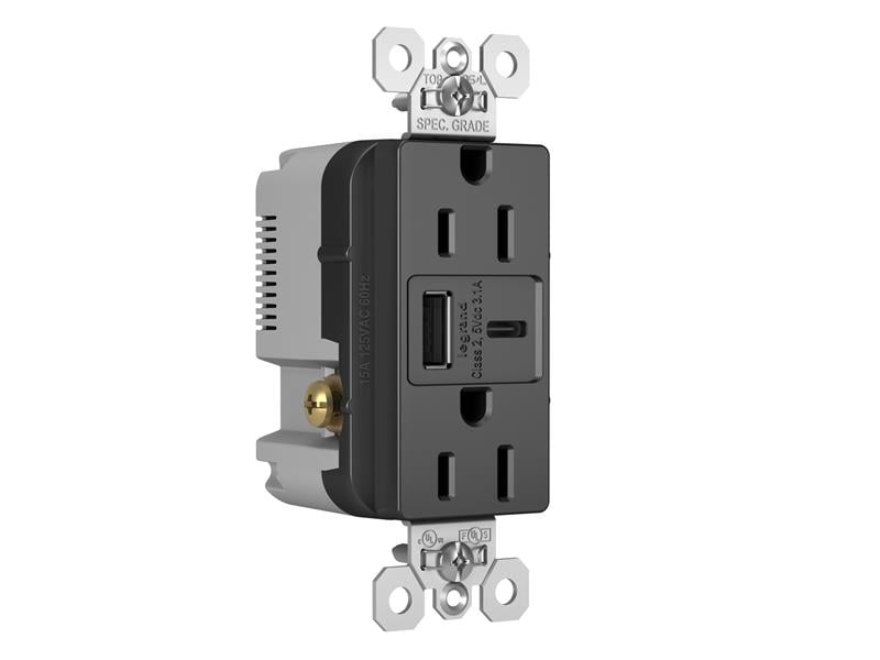 LEGRAND Legrand TR15USBACBK 15A 125V Duplex Tamper-Resistant Receptacle (Duplex)