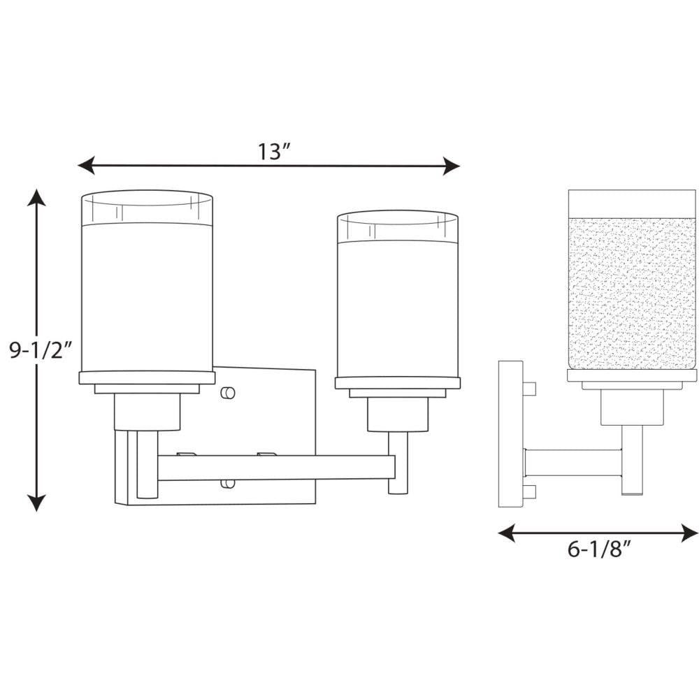PROGRESS LIGHTING Progress Lighting P2977-09 Alexa Collection Two-Light Bath Vanity Light 100W (13 in) PP297709