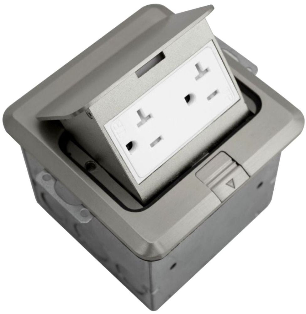 ORBIT INDUSTRIES Orbit Industries FLBPU-D-S-SS Floor box pop-up with tamper-resistant duplex receptacle 125 VAC (1-Gang) SBFLBPU-D-S-C-SS