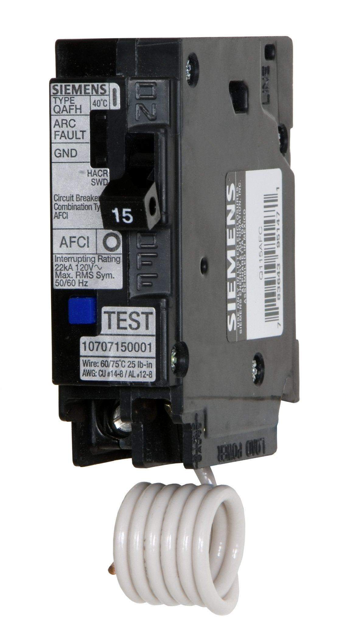 SIEMENS Siemens Q115AFC Arc Fault Circuit Interrupter 15 Amp 120 VAC (1-Pole)