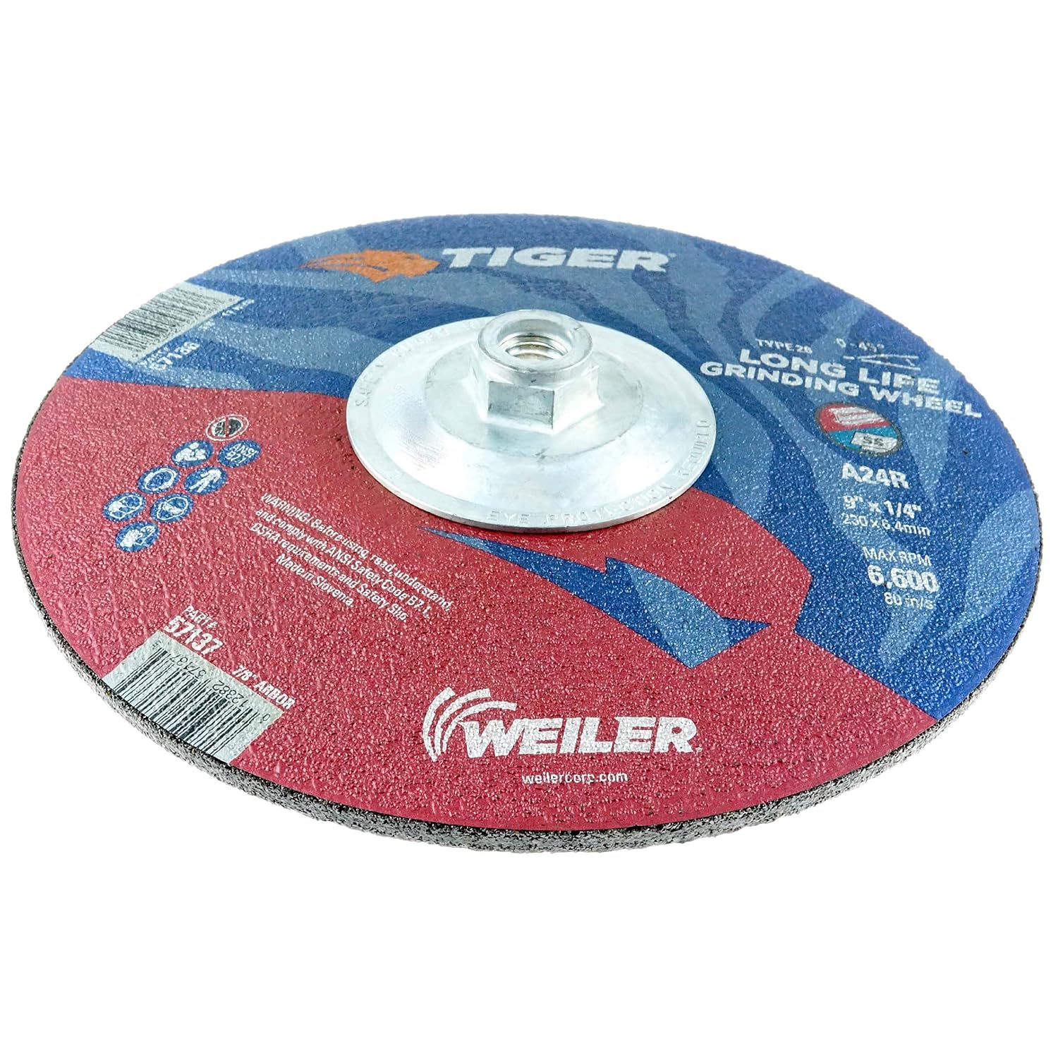 WEILER Weiler 57136 Tiger Type 28 Grinding Wheel 9 x 1/4 (Pack of 10)