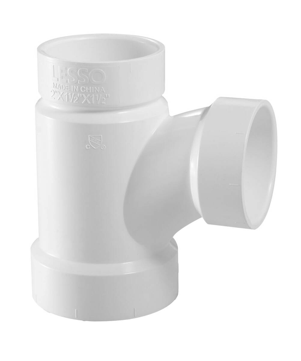 LESSO Lesso LP401-422 PVC DWV Sanitary Reducing Tee 4 x 4 x 3 in